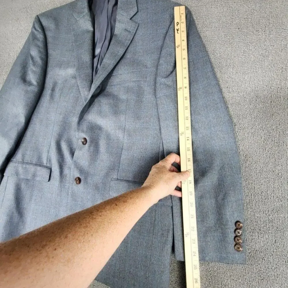 Lauren Ralph Lauren Blazer Mens 42R Gray Blue Sport Coat Jacket Flaw